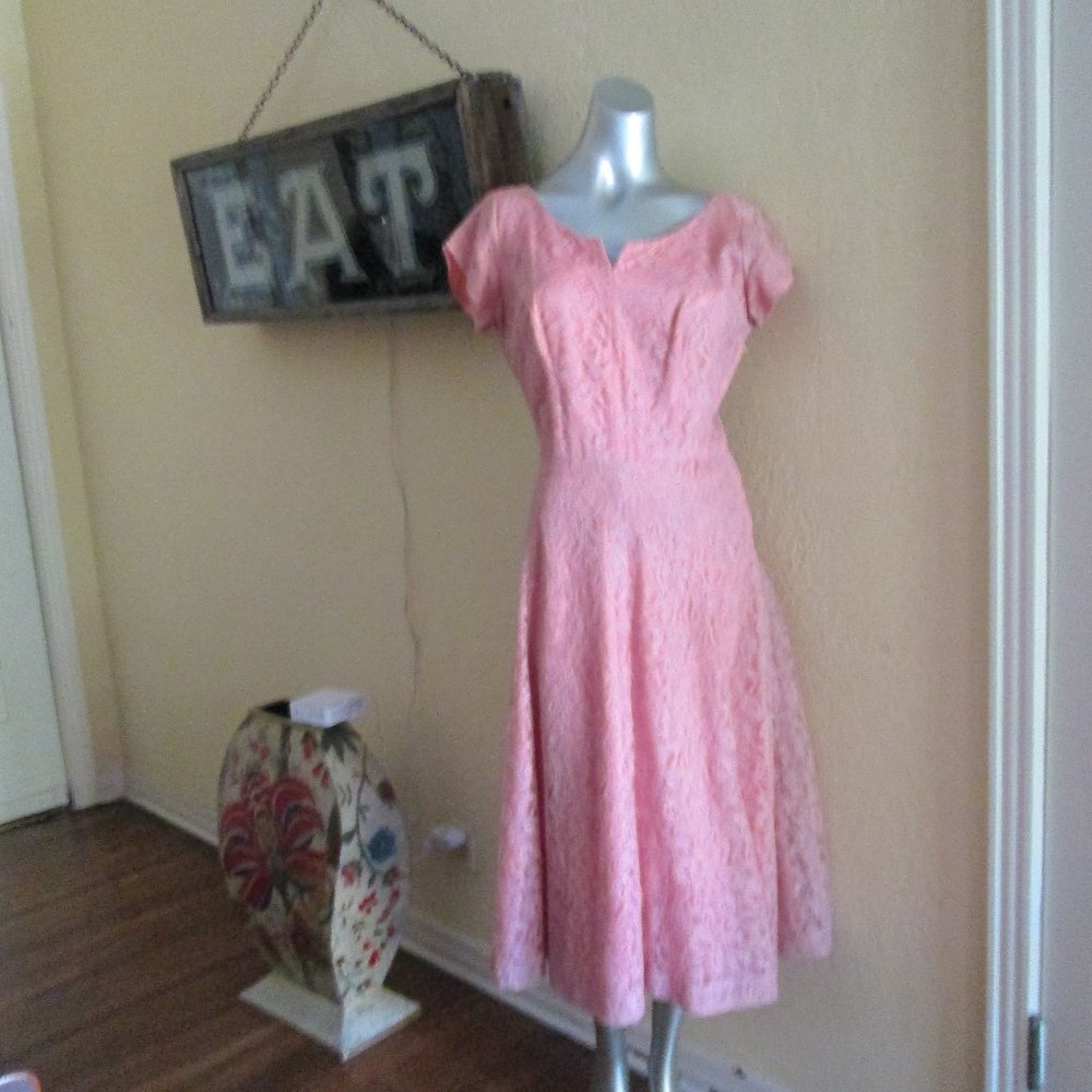 50s Lace Pink Dress Tea TIme Fashions Classy And Cute